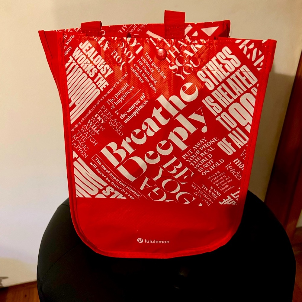 LuLu Lemon red small shopping bag.